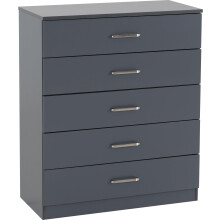 Seconique Dakota 5 Drawer Chest in Dark Grey