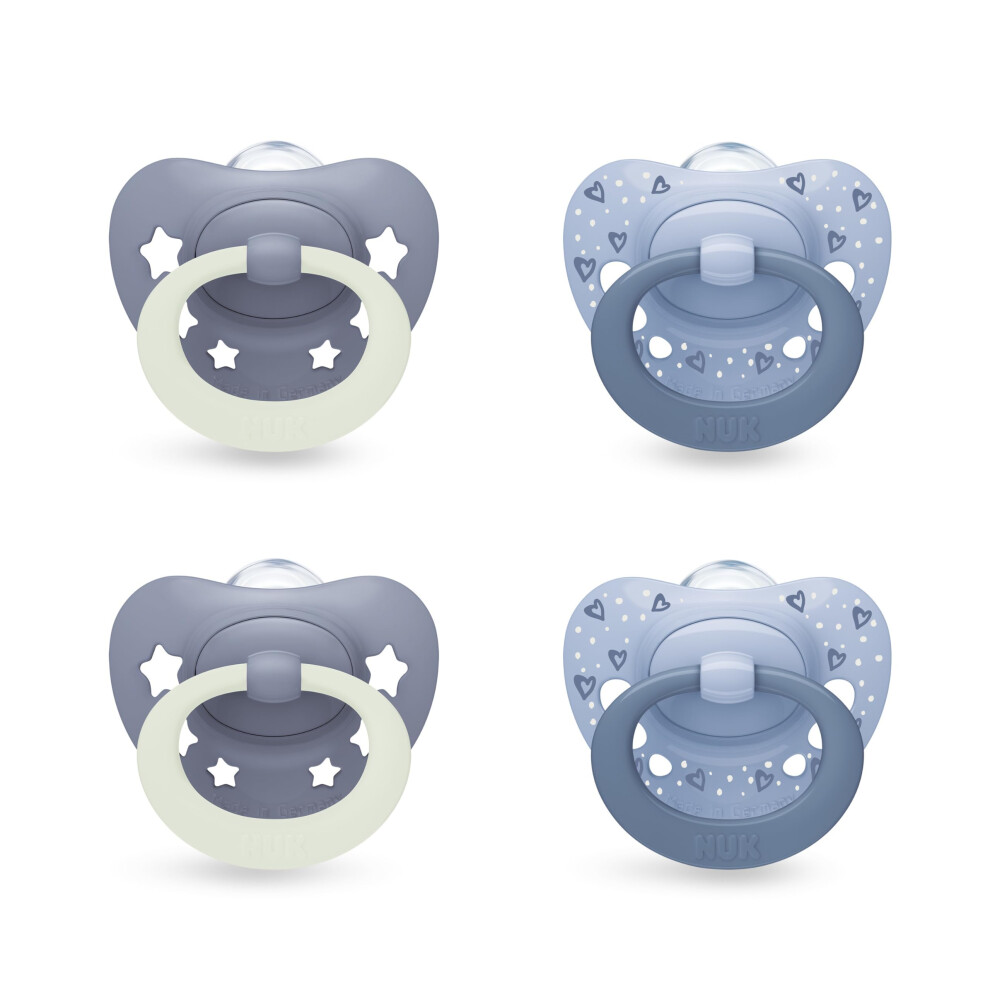 First Choice Classic Night Baby Dummies | 6-18 Months | Orthodontic Soothers That Glow In The | 95% Baby Acceptance** | | 4 Count Dark/Blue Nuk