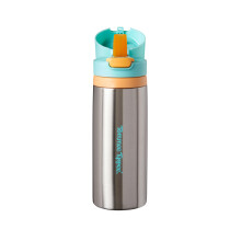 Tommee Tippee On the Go Stainless Steel Insulated Bottle Flask with Silicone Straw for Toddlers 500ml, 24m+