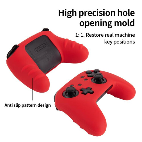 Solid color silicone protective case compatible Nintendo Switch Pro game controllers (black) 1