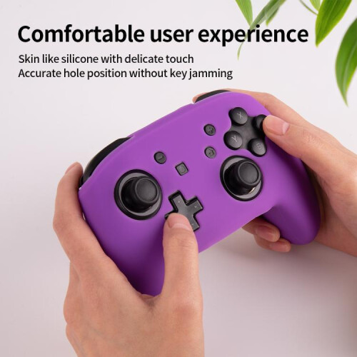 Solid color silicone protective case compatible Nintendo Switch Pro game controllers (black) 2
