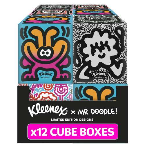 Kleenex Kleenex x Mr Doodle Limited Edition Facial Tissues, 12 Cube Boxes