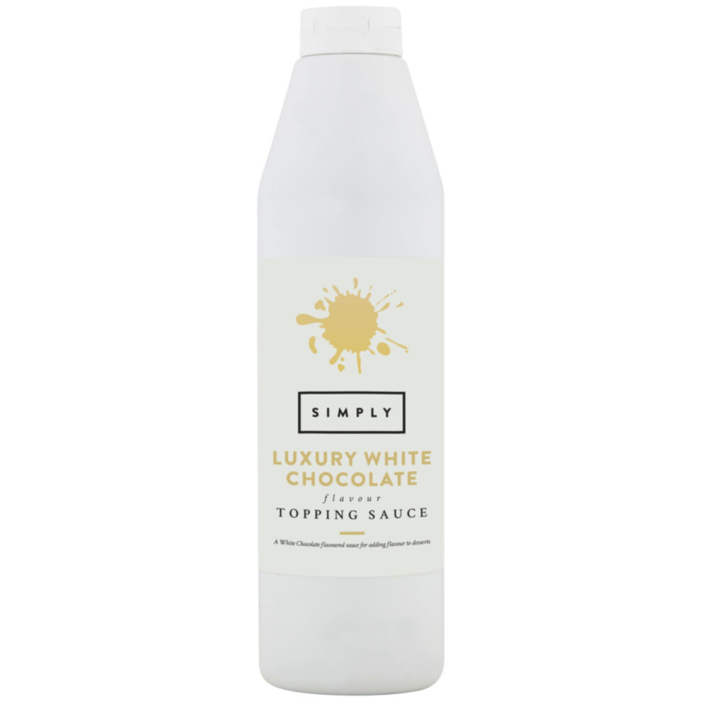 Simply Luxury White Chocolate Topping Sauce, Ready To Use Dessert Sauce For Ice Cream, Waffles, Pancakes, Coffee & Milkshakes (1 Kg)