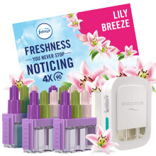 Febreze 3Volution Plug In Air Freshener Starter Kit + 4 Refills, Lily Breeze