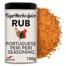 Cape Herb & Spice Rub Portuguese Peri Peri Seasoning Condiment, Chilli Rating Medium, 100 g Tin (Pack of 1)