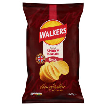 Walkers Smoky Bacon Multipack Crisps 6x25g