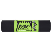 Roar! Bin Bags 75 Litres, 10 Double Drawstring Ultra Strong Black Refuse Sacks, 100% Recycled Plastic, Everyday Use, Household, Office & Kitchen Waste