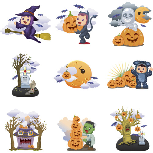 Διακοσμήσεις με θέμα το Halloween, αδιάβροχα και ανθεκτικά διακοσμητικά αυτοκόλλητα 2