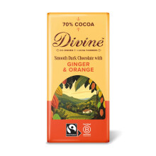 Divine 70% Dark Chocolate, Ginger & Orange, 90g