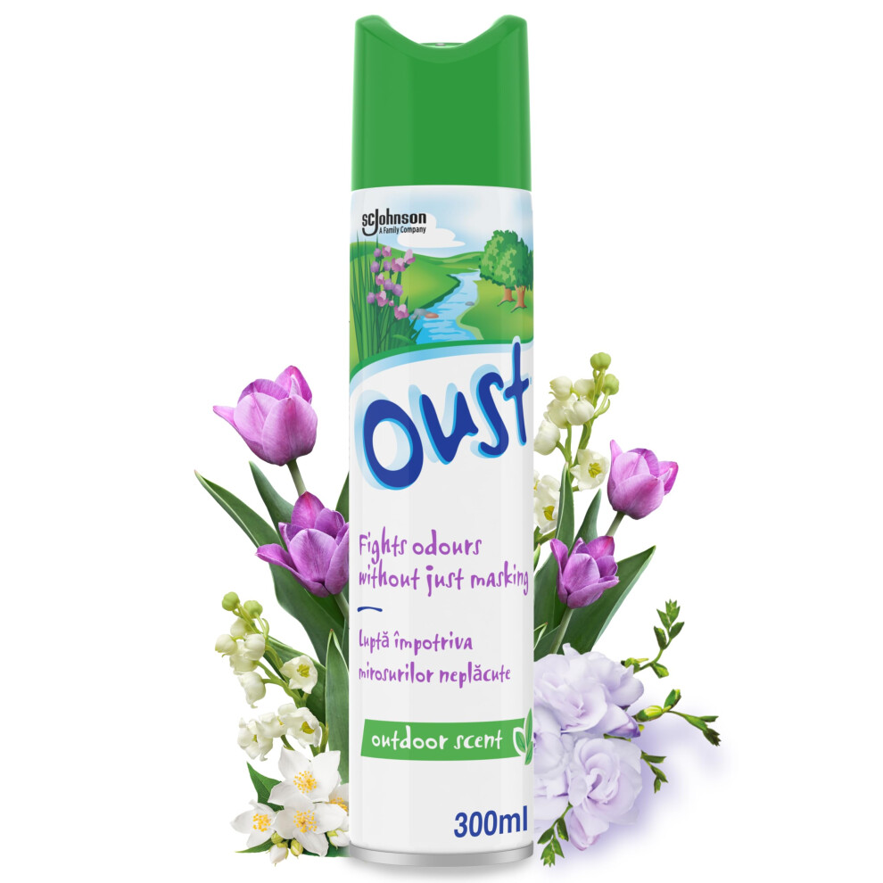 Oust Odour Eliminator Aerosol Air Freshener Outdoor Scent, 300Ml