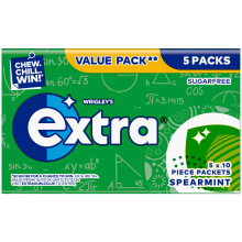 Extra Spearmint Flavour Xylitol Sugarfree Chewing Multipack 5 x 10 Pieces