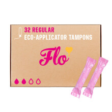 Flo Organic Cotton Applicator Regular Tampons Ãâ‚✠Absorbent, Soft, Smooth Applicator - Regular Flow Tampons - 32 Tampons