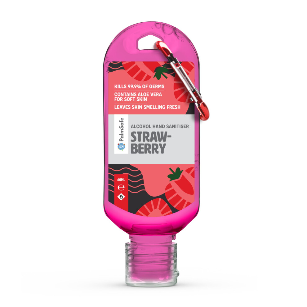 Palm Safe Strawberry Hand Sanitiser 60Ml, Anti Bacterial, Travel Size