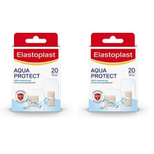 Elastoplast Aqua Protect Plasters - 20 Waterproof Plasters for Swimming/Bathing, Strong Adhesion, Flexible and Breathable, Transparent