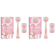 Gillette Venus ComfortGlide Spa Breeze Women's Razor +, 3 2-In-1 Razor Blade Refills, with Shaving Gel Bars (Packaging May Vary) (Pack of 2)