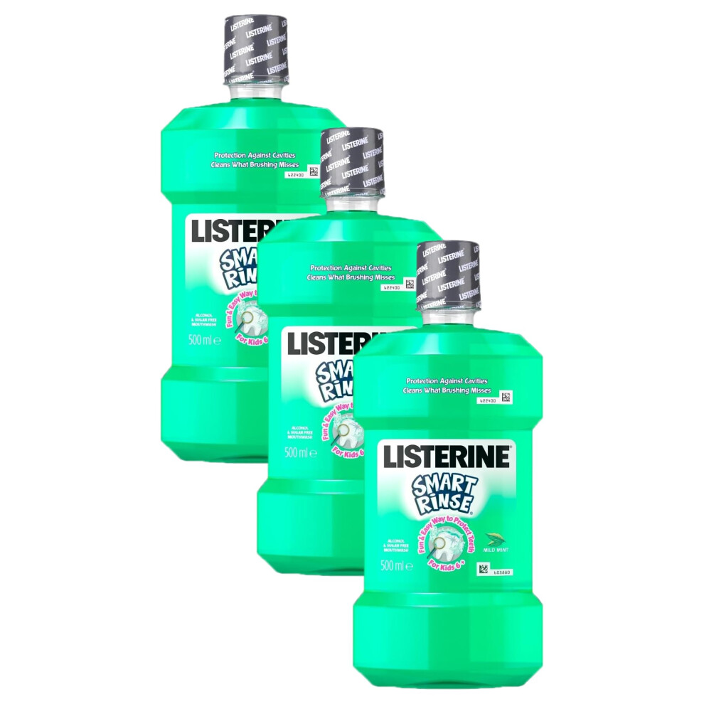 Listerine Smart Rinse Mild Mint Mouthwash 500Ml (Pack Of 3)