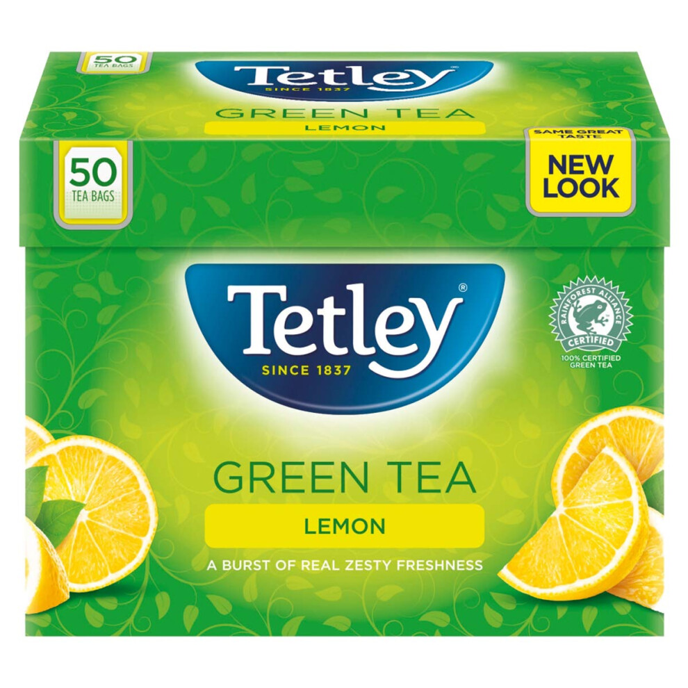 Tetley Tea Lemon, 1 Box Of 50 Teabags Green