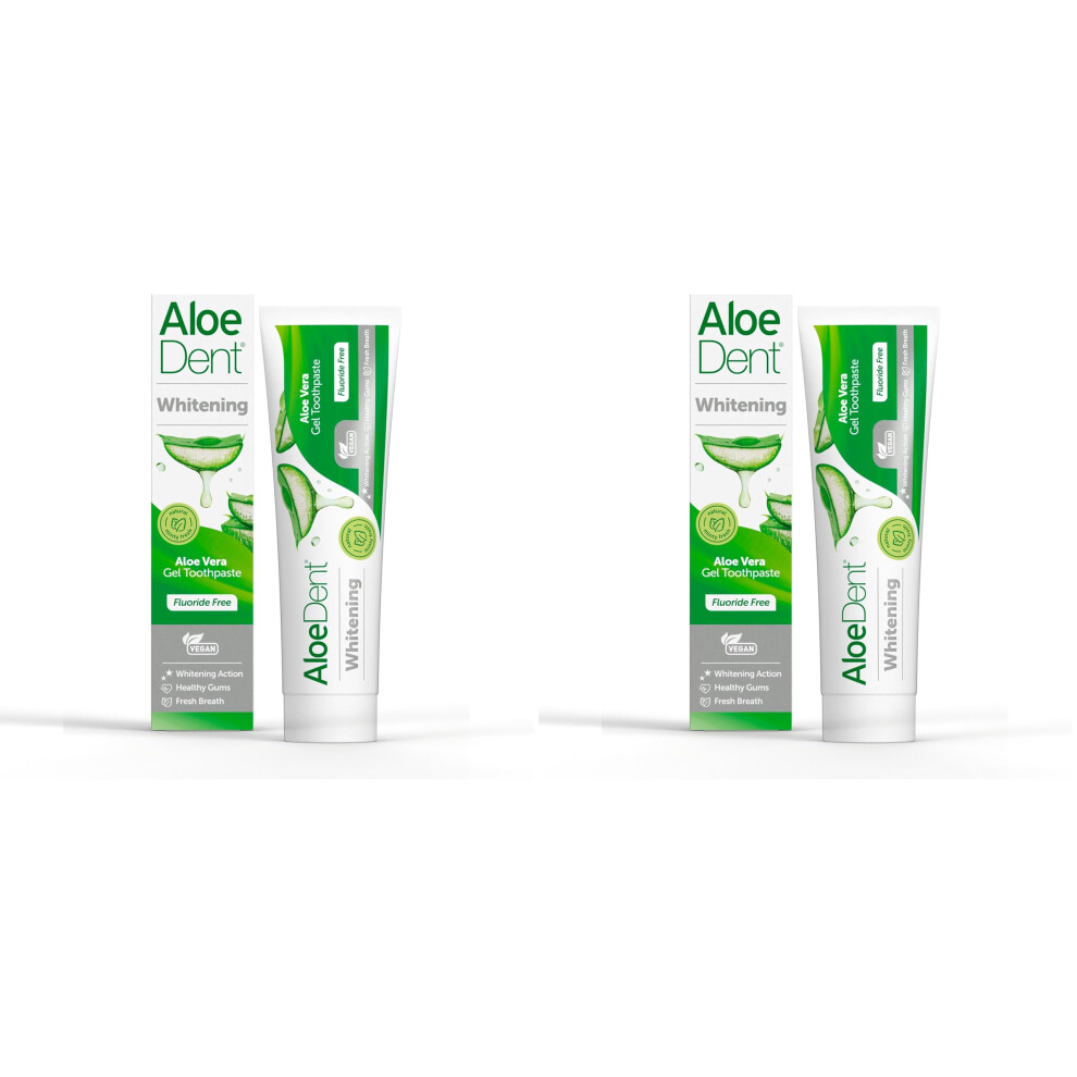 Aloe Dent Whitening Toothpaste - Fluoride Free, 2X100ml | Aloe Vera