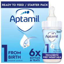 Aptamil 1 First Infant Milk Starter Pack, Ready to Feed, 6 x 70ml