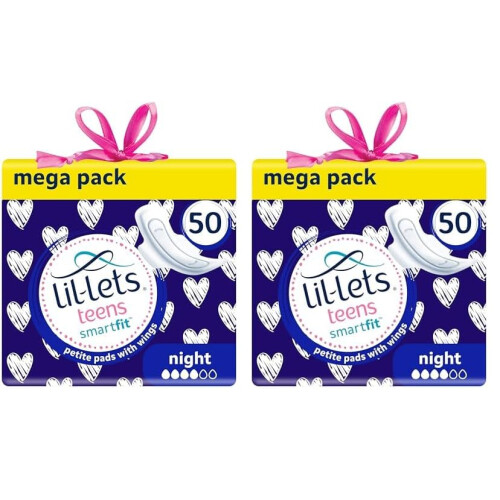 Lil-Lets Lil-Lets Teens Night Pads: 50, Wings, Heavy Flow
