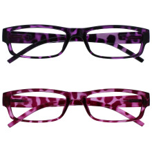 OPULIZE ACE Classic Reading Glasses for Women Men, Scratch Resistant, Narrow Frame with Spring Hinges, Purple/Pink +3.50 (Pack of 2)
