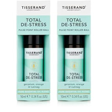 Tisserand Aromatherapy Total De-Stress Rollerball - Geranium, Nutmeg & Orange - 10ml (Pack of 2)