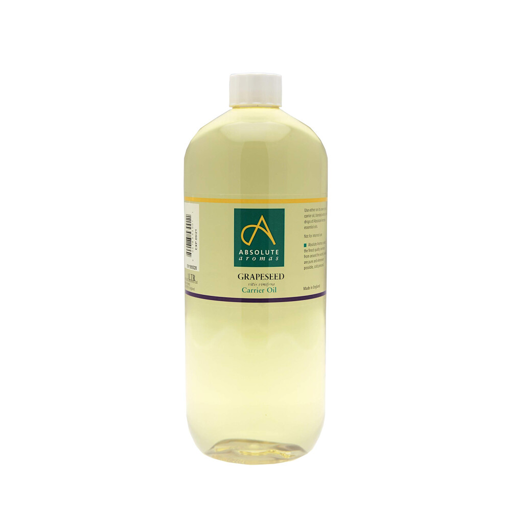 Absolute Aromas Grapeseed Oil 1L - Pure, Natural, Vegan, Gmo-Free - Massage Carrier Oil And Moisturiser For Hair, Skin, Face And Nails.