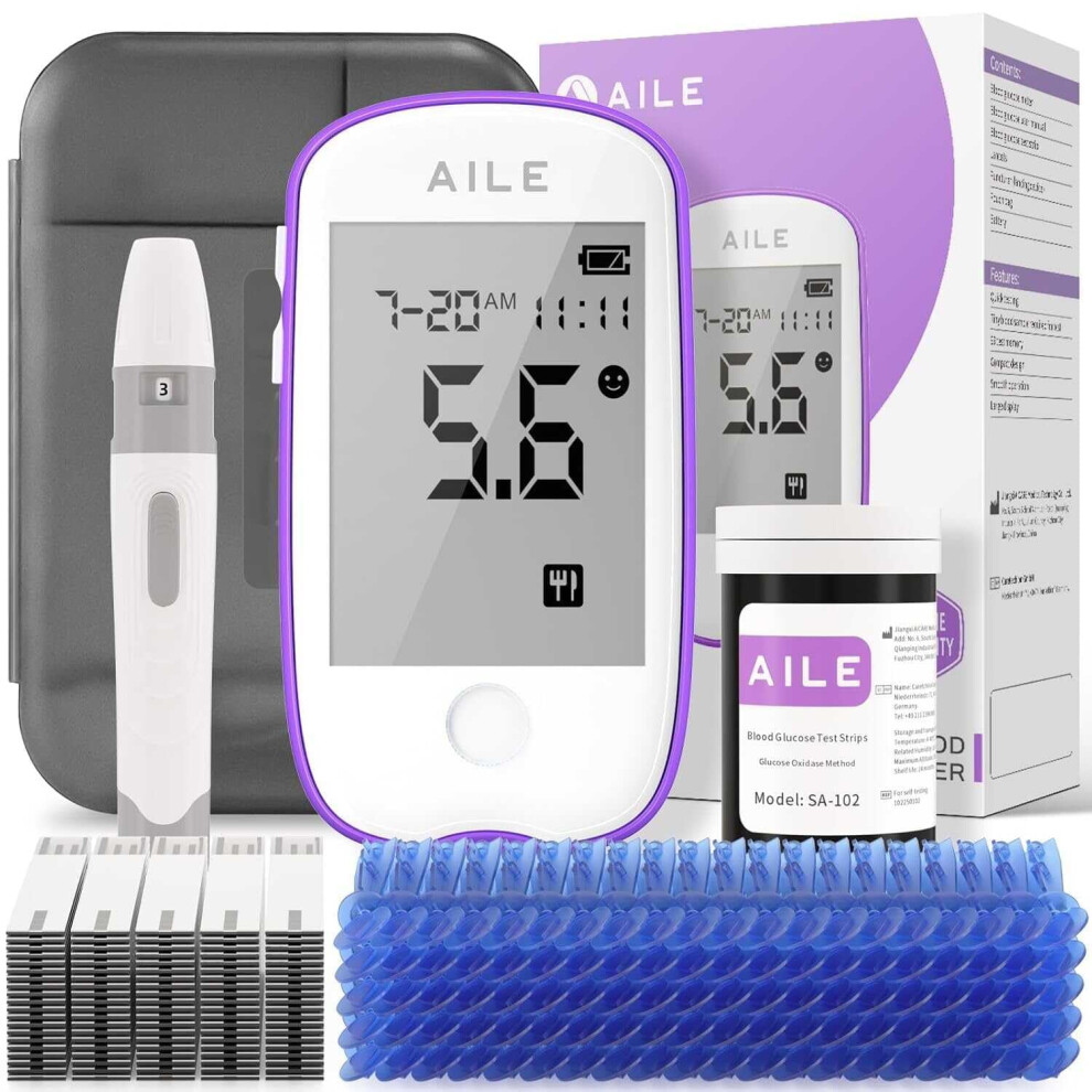 Aile Blood Glucose Test Kit: 50 Test Strips & 50 Lancets