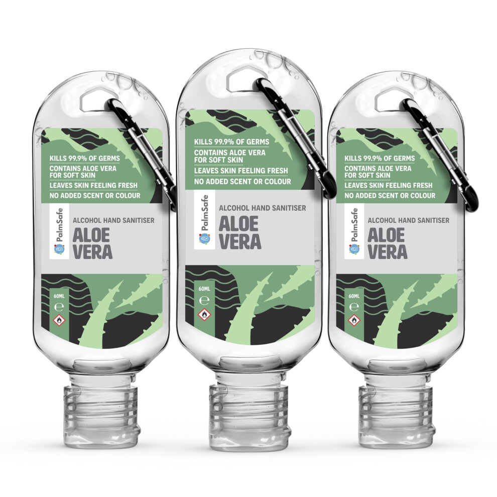 Palm Safe Aloe Vera Hand Sanitiser 3 Pack, 60Ml - Anti Bacterial