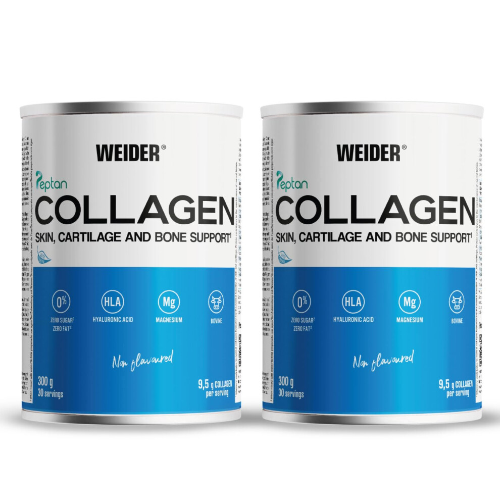 Weider Duo Pack Collagen, Collagen. With Hyaluronic Acid, Magnesium And Vitamin C. 100% Peptan. Zero Fat. Sugar Zero. Keto. 600G