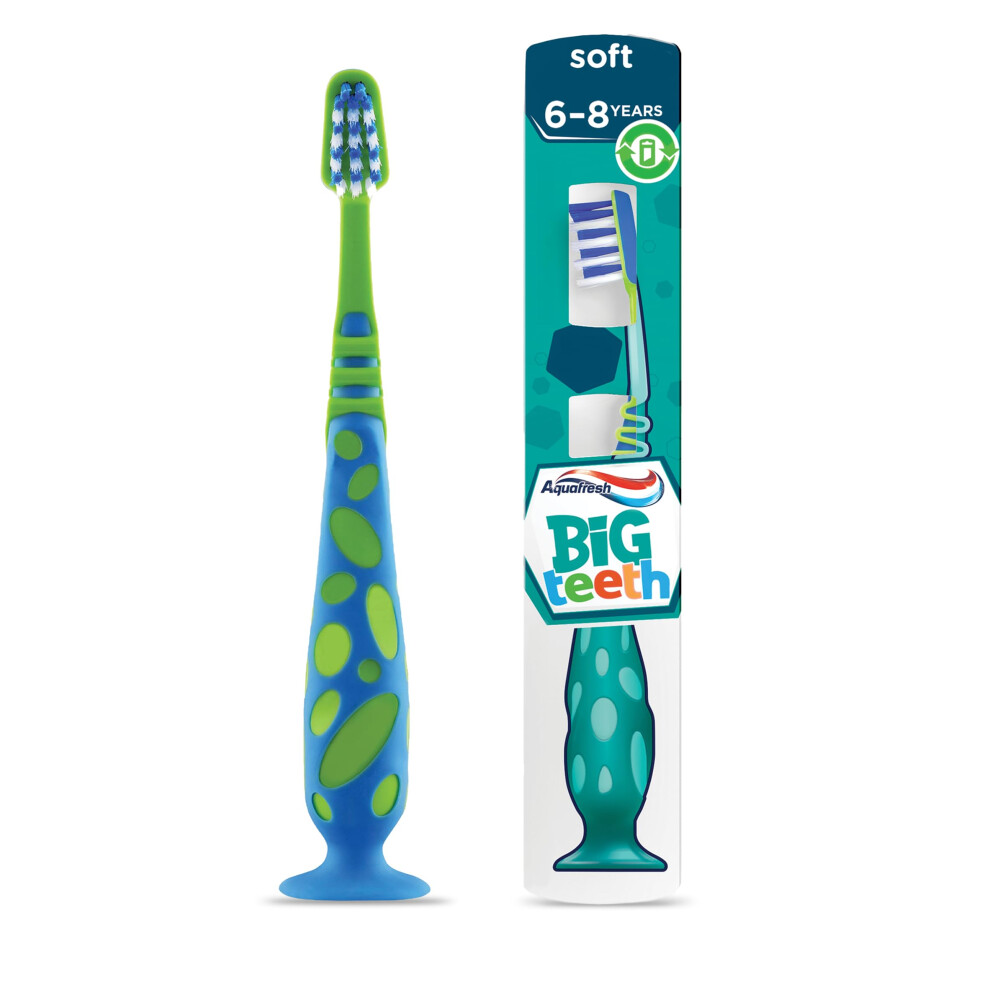 Aquafresh Kids Toothbrush Big Teeth, Developed For Children Aged 6-8 Years Old By Dental Experts In Plastic Free Packaging, Soft Bristles.