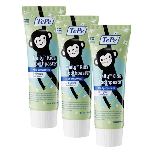 Tepe TePe Daily Kids Toothpaste, Peppermint, 3-6 Years, 3-Pack