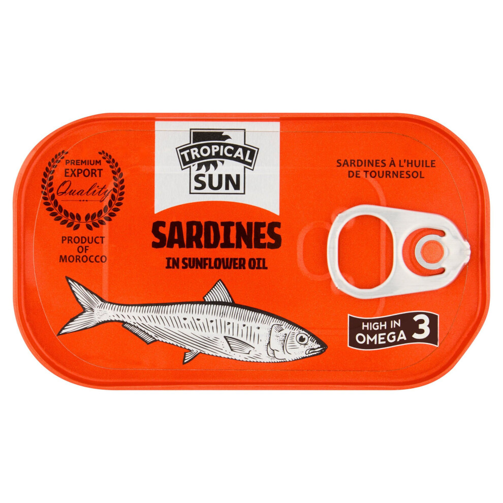 Tropical Sun Sardines In Sunflower Oil 125G, Pack Of 12