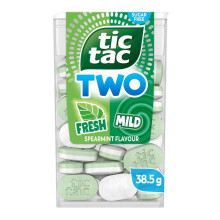 Tic Tac Two Spearmint Fresh & Mild, Sugar-Free, 2-in-1 Flavour Mints, On-The-Go Refreshment - 1 Pack (38.5g)