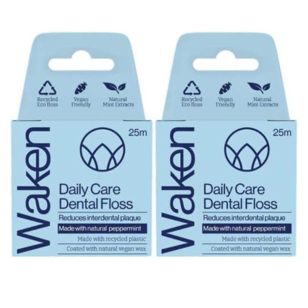 Waken Peppermint Dental Floss, 25M, Natural Flavor, 2 Pack