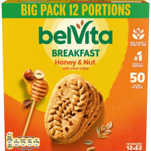 Belvita Breakfast Biscuits Honey & Nuts With Choc Chips, Nutritious Bars With Honey & Chocolate Chips, Multipack of 12 x 45 g Biscuits (Pack of 1)