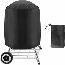 Round Waterproof Barbecue Cover,BBQ Grill Cover,Outdoor Vertical Barrel Cooker Smoker Cover,210D Oxford Fabric Anti-UV Barbecue Cover with Windproof