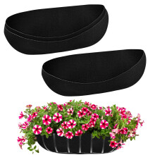 Udewo 3PCS 61cm/24inch Wall Trough Liners Felt Window Box Liners Fabric Planter Liners Black Flower Basket Liner Non-Woven Hanging Plant Liner for