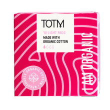TOTM Organic Cotton Pads: Light, 10 Count, Triple-Layer Protection