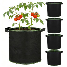 5 Pack Fabric Grow Bags Set, Heavy Duty Thickened NonWoven Planters Pots with Handles, Garden Plant Bags for Potatoes, Carrots, Tomatoes and Other