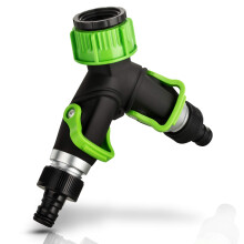Dunlop Water distributor, infinitely adjustable 2-way valve garden hose distributor with quick coupling 3/4 inch tap adapter, garden water distributor