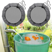 2 x Rain Tanks, Diameter 80 cm, Rain Barrel Cover with Drawstring, Adjustable Protective Net, Protection Against Leaves, Mosquitoes