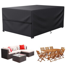LCGOD Garden Furniture Cover, 600D Oxford Fabric Garden Table Cover Protection for All Weather Table and Sofa Sets with Rope and Lock Buckle (325 x