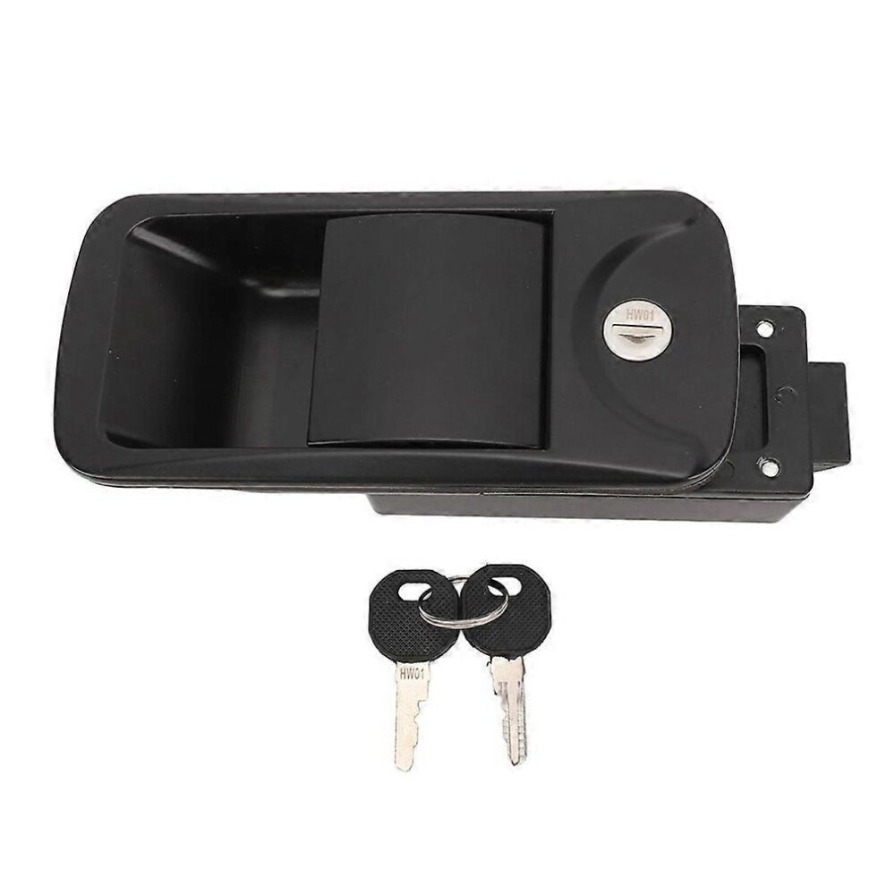 Zinc Alloy Rv Door Lock Handle With 2 Keys For Yacht, Flush Mount 6.2 X 3In Msphx Black 9172356675421