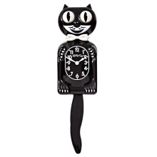 Classic Black Small Clock 12.75 Inch with Rolling Eyes and Wagging Tail Made in USA MSPHX