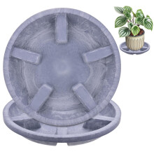 M METERXITY 2-Pack Plant Saucers, 8 Inch 20.5cm OD Anti-Rot Root Resin Flower Pot Plant Saucers for Indoor/Outdoor, Flowerpot Drip Tray [6.3 Inch ID,