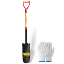 FORCOLID Drain Spade Shovel, Garden Drain Spade, Trenching Shovel, Woode D-Handle, Steel Y-Grip, 45 Inch Spade for Digging Transplanting & Edging