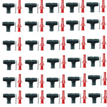 Otzoan 30 Packs Chicken Wire T-Clip Kit, Bird Netting Mounting Clips for Garden Wall Mesh Fencing Panel Supporting, with Screws, Wall Anchor