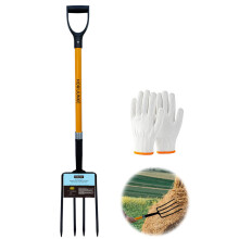 HORIJUNKE Pitchfork, 4-Tine Pitch Fork,45-Inch Garden Fork,Fiberglass Digging Fork Pole, D-Handle