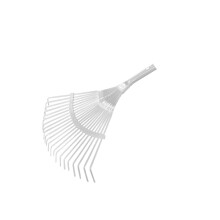 Amig - Garden Broom | Metal Steel Rake with 22 Metal Tines and Fixed Blades for Collecting Leaves and Debris from the Lawn | White-Finished Garden